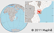 Gray Location Map of Muanza, highlighted country