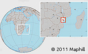 Gray Location Map of Muanza, highlighted parent region, within the entire country
