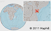 Gray Location Map of Muanza, hill shading
