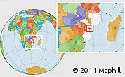 Political Location Map of Muanza, highlighted country, within the entire country
