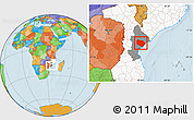 Political Location Map of Muanza, highlighted country, highlighted parent region