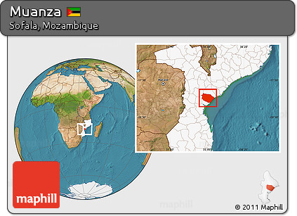 Satellite Location Map of Muanza, highlighted country