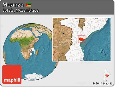 Satellite Location Map of Muanza, highlighted country