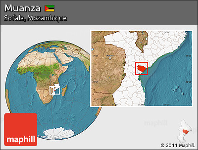 Satellite Location Map of Muanza, highlighted country