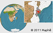 Satellite Location Map of Muanza, highlighted country, highlighted parent region