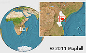 Satellite Location Map of Muanza, highlighted parent region