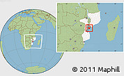 Savanna Style Location Map of Muanza, highlighted country, highlighted parent region, within the entire country
