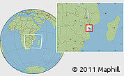 Savanna Style Location Map of Muanza, highlighted parent region, within the entire country