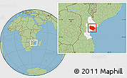 Savanna Style Location Map of Muanza, highlighted parent region