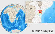 Shaded Relief Location Map of Muanza, highlighted country