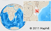 Shaded Relief Location Map of Muanza, highlighted parent region