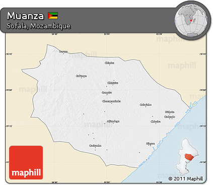 Classic Style Map of Muanza, single color outside