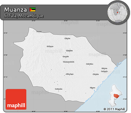 Gray Map of Muanza, single color outside