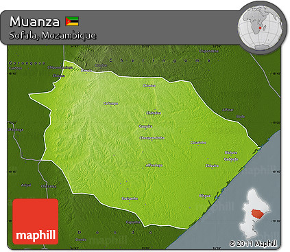 Physical Map of Muanza, darken