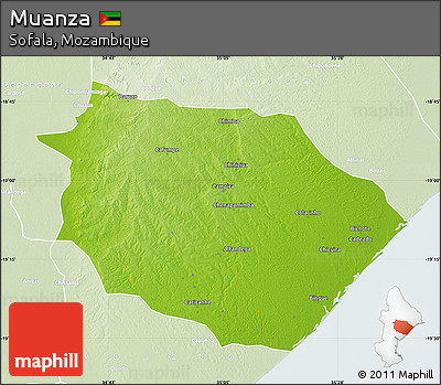 Physical Map of Muanza, lighten
