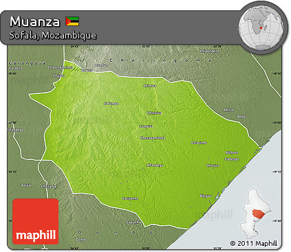 Physical Map of Muanza, semi-desaturated