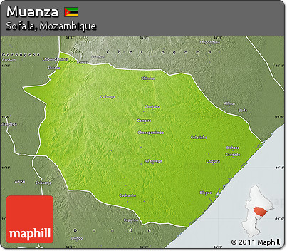 Physical Map of Muanza, semi-desaturated