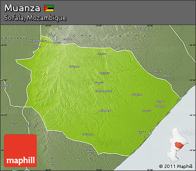 Physical Map of Muanza, semi-desaturated