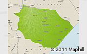 Physical Map of Muanza, shaded relief outside