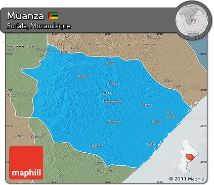 Political Map of Muanza, semi-desaturated