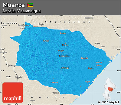 Political Map of Muanza, shaded relief outside