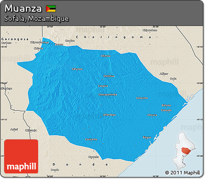 Political Map of Muanza, shaded relief outside