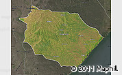 Satellite Map of Muanza, darken, semi-desaturated