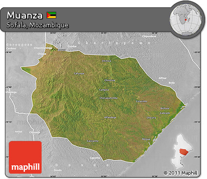 Satellite Map of Muanza, lighten, desaturated