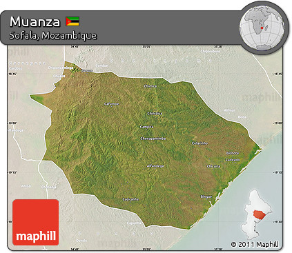 Satellite Map of Muanza, lighten