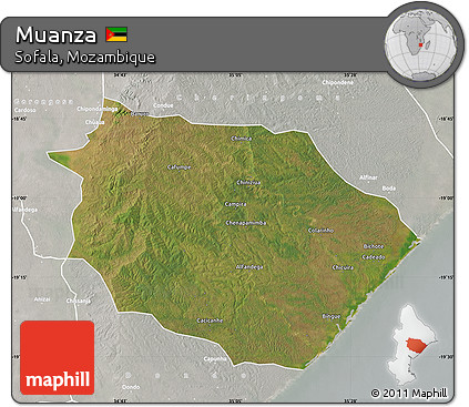 Satellite Map of Muanza, lighten, semi-desaturated