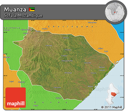 Satellite Map of Muanza, political outside