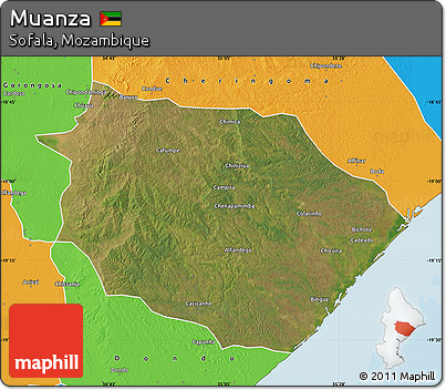 Satellite Map of Muanza, political outside