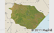 Satellite Map of Muanza, shaded relief outside
