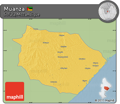 Savanna Style Map of Muanza, single color outside