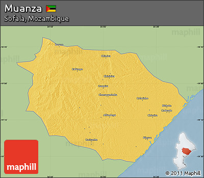 Savanna Style Map of Muanza, single color outside