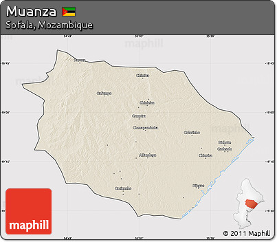 Shaded Relief Map of Muanza, cropped outside