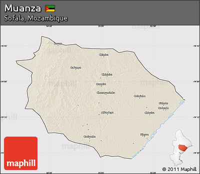 Shaded Relief Map of Muanza, cropped outside