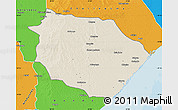 Shaded Relief Map of Muanza, political outside