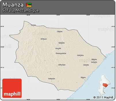 Shaded Relief Map of Muanza, single color outside