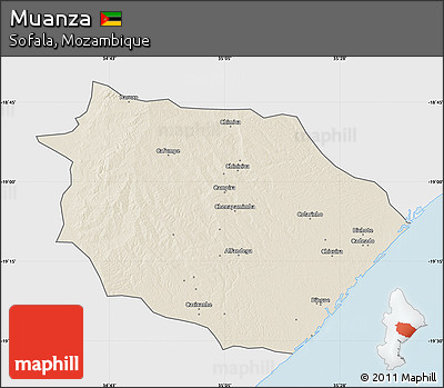Shaded Relief Map of Muanza, single color outside