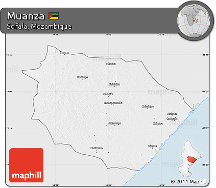 Silver Style Map of Muanza, single color outside
