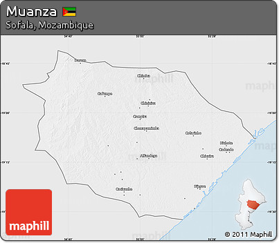 Silver Style Map of Muanza, single color outside