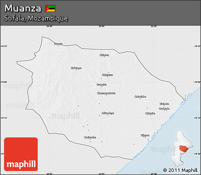 Silver Style Map of Muanza, single color outside