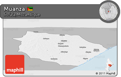 Gray Panoramic Map of Muanza, single color outside