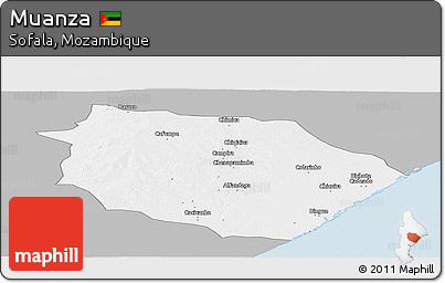 Gray Panoramic Map of Muanza, single color outside
