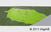 Physical Panoramic Map of Muanza, darken, semi-desaturated