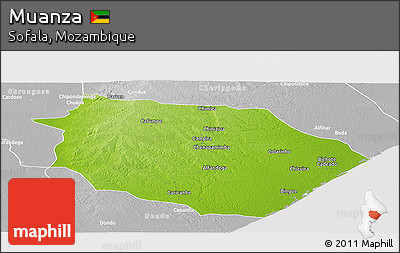Physical Panoramic Map of Muanza, lighten, desaturated