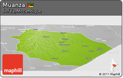 Physical Panoramic Map of Muanza, lighten, desaturated