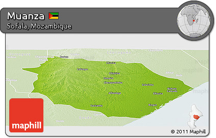 Physical Panoramic Map of Muanza, lighten