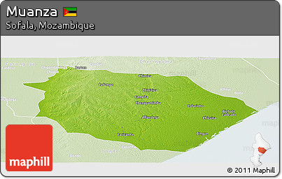 Physical Panoramic Map of Muanza, lighten